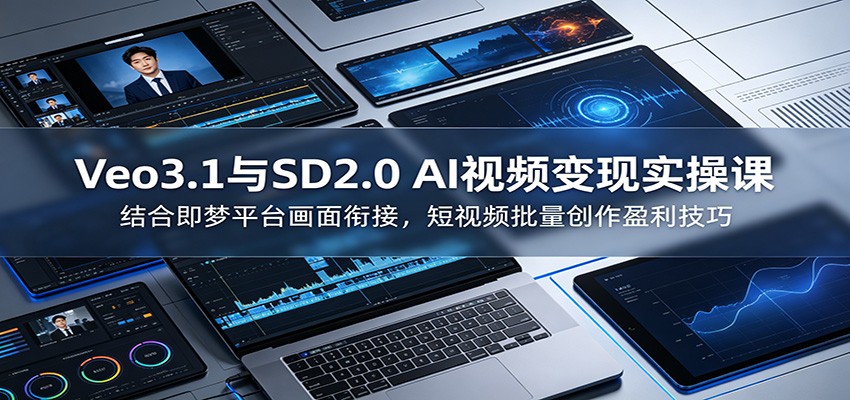 Veo3.1与SD2.0 AI视频变现实操课课：结合即梦平台画面衔接，短视频批量创作盈利技巧-网创资源站