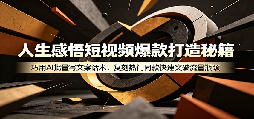人生感悟短视频爆款打造秘籍：巧用A 批量写文案话术，复刻热门同款快速突破流量瓶颈-网创资源站