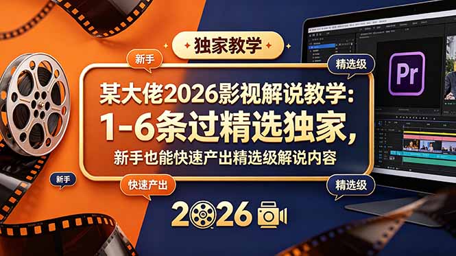 某大佬2026影视解说教学：1-6条过精选独家，新手也能快速产出精选级解说内容-网创资源站