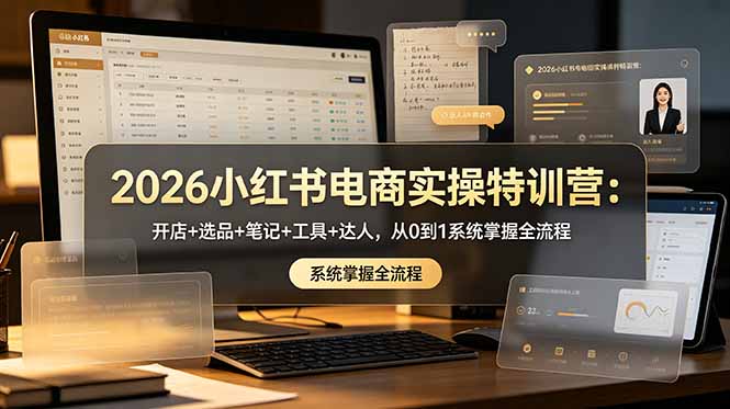 2026小红书电商实操特训营：开店+选品+笔记+工具+达人，从0到1系统掌握全流程-网创资源站