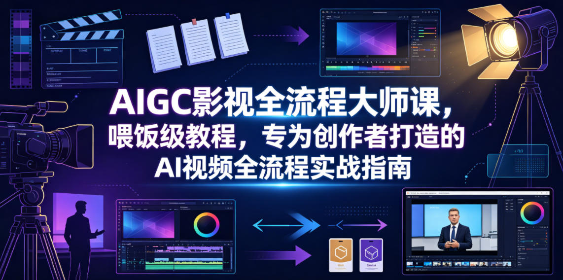 AIGC影视全流程大师课，喂饭级教程，专为创作者打造的AI视频全流程实战指南-网创资源站