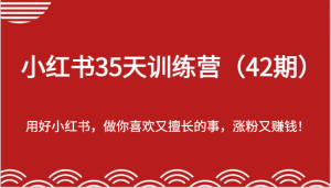 小红书35天训练营(42期)-用好小红书,做你喜欢又擅长的事,涨粉又赚钱!-网创资源站