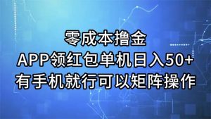（11545期）零成本撸金，APP领红包，单机日入50+，有手机就行，可以矩阵操作-网创资源站