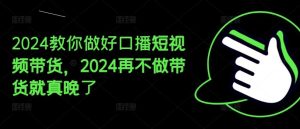 2024教你做好口播短视频带货，2024再不做带货就真晚了-网创资源站
