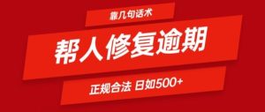 靠一套话术帮人解决逾期日入500+ 看一遍就会(正规合法)【揭秘】-网创资源站