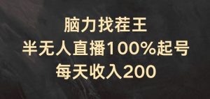 脑力找茬王，半无人直播100%起号，每天收入200+【揭秘】-网创资源站