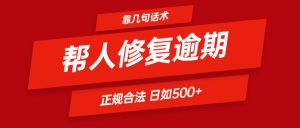 靠几句话术帮人解决逾期日入500＋ 看一遍就会 正规合法-网创资源站