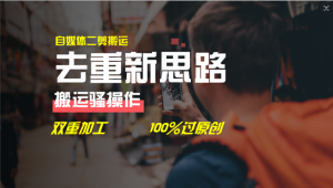 去重新思路，详细教你自媒体视频二剪搬运技术，自己加工双重去重100%过原创-网创资源站