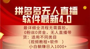 （11891期）拼多多无人直播软件最新4.0，最详细全流程无需露脸，0粉丝0资金， 小白…-网创资源站