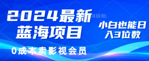 (11894期)2024最新蓝海项目,0成本卖影视会员,小白也能日入3位数-网创资源站