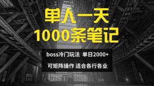 单人一天1000条笔记，日入2000+，BOSS直聘的正确玩法【揭秘】-网创资源站