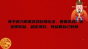 快手磁力聚星游戏自撸玩法，看看游戏广告获得收益，稳定项目，收益看自己时间【揭秘】-网创资源站