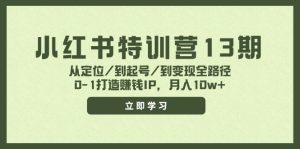 （11963期）小红书特训营13期，从定位/到起号/到变现全路径，0-1打造赚钱IP，月入10w+-网创资源站