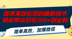 (12064期)百度高效引流的最新技术,轻松帮你日引300+创业粉,简单高效,加爆微信-网创资源站