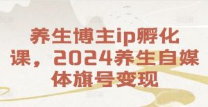 养生博主ip孵化课，2024养生自媒体旗号变现-网创资源站