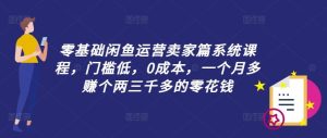 零基础闲鱼运营卖家篇系统课程，门槛低，0成本，一个月多赚个两三千多的零花钱-网创资源站