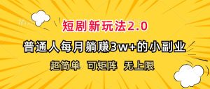 （12472期）短剧新玩法2.0，超简单，普通人每月躺赚3w+的小副业-网创资源站