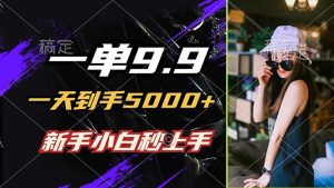一单9.9，一天到手5000+，不挑人，小白当天上手，制作作品只需1分钟-网创资源站