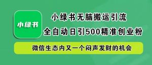 小绿书无脑搬运引流，全自动日引500精准创业粉，微信生态内又一个闷声发财的机会【揭秘】-网创资源站