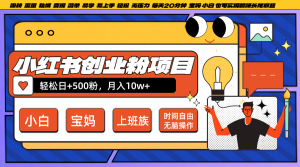 小红书创业粉日+500，月入10W+，无脑操作，每天20分钟-网创资源站