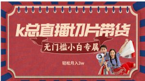 k总直播切片带货，无需授权，无门槛小白轻松月入3w-网创资源站