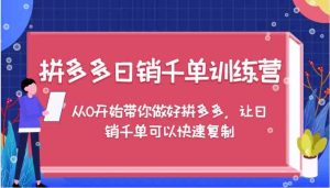 拼多多日销千单训练营，从0开始带你做好拼多多，让日销千单可以快速复制-网创资源站
