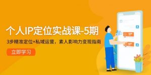 个人IP定位实战课-5期，3步精准定位+私域运营，素人影响力变现指南-网创资源站