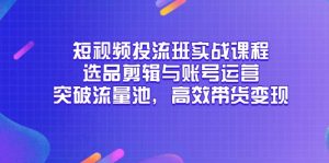 短视频投流班实战课程，选品剪辑与账号运营，突破流量池，高效带货变现-网创资源站