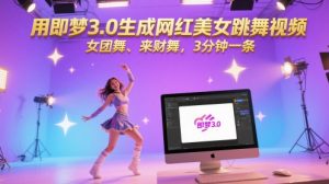 用即梦3.0生成网红美女跳舞视频，女团舞、来财舞，3分钟一条-网创资源站