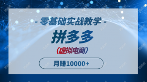 拼多多虚拟电商,零基础实战教学,快速打爆商品,新手也能月入10000+-网创资源站