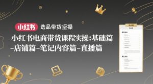 小红书电商带货课程实操：基础篇-选品篇-店铺篇-笔记内容篇-直播篇-网创资源站