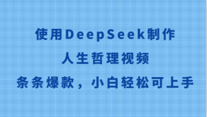 使用DeepSeek制作人生哲理视频，条条爆款，小白轻松可上手-网创资源站