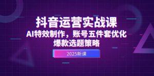 抖音运营实战课，AI特效制作，账号五件套优化，爆款选题策略-网创资源站