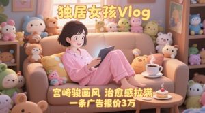 单个账号涨粉71W！用AI制作独居女孩Vlog，宫崎骏画风，治愈感拉满，一条广告报价3W-网创资源站