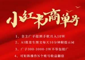 小红书商单号，AI轻松制作PLOG图文，商单接到手软3张-3k一条，每天轻松十分钟，矩阵n个账号，月入几个W-网创资源站