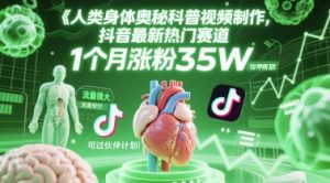 人类科普馆视频制作，抖音最新热门赛道，流量很大，1个月涨粉35W，可过伙伴计划-网创资源站