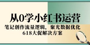 从0学小红书运营，笔记创作流量逻辑，聚光数据优化，618大促解决方案-网创资源站