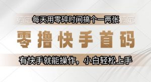 零撸快手首码，每天用零碎时间搞个一两张，有快手就能操作小白轻松上手【揭秘】-网创资源站