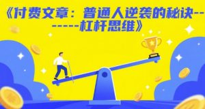 付费文章:普通人逆袭的秘诀——杠杆思维-网创资源站