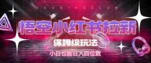 悟空小红书拉新，保姆级玩法，小白也能日入四位数-网创资源站
