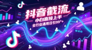 抖音截流，小白直接上手，全行业通用日引99+精准粉【揭秘】-网创资源站
