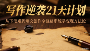 写作逆袭21天计划:从下笔难到爆文创作全链路系统学变现方法论-网创资源站