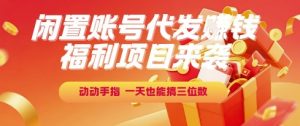 福利项目来袭，闲置账号代发挣钱，动动手指，一天也能搞三位数【揭秘】-网创资源站