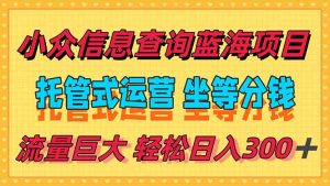 稳定日入300＋，小众信息查询蓝海项目，全程懒人式托管，解放你的时间-网创资源站
