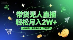 带货无人直播，轻松月入2W+，小白必做，手把手教学，无脑操作(附学习资料)-网创资源站