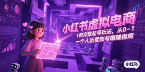 小红书虚拟电商，从0-1的完整起号玩法，一个人运营账号爆赚指南-网创资源站