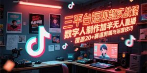 三平台短视频实战课,数字人制作加半无人直播,覆盖20+赛道剪辑与运营技巧-网创资源站