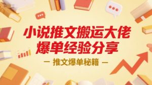 小说推文搬运大佬爆单经验分享，推文爆单秘籍-网创资源站