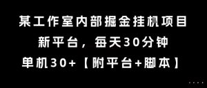 某工作室内部掘金挂G项目，新平台，每天30分钟，单机30+【揭秘】-网创资源站