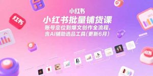 小红书批量铺货课，账号定位到爆文创作全流程，含AI辅助选品工具(更新6月-网创资源站